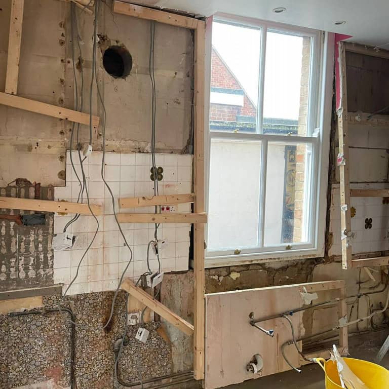 Renovation work in a kitchen in Gloucestershire